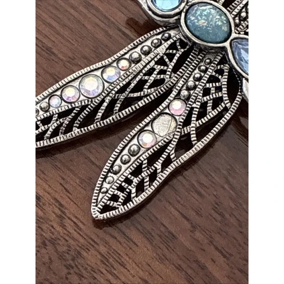 Vintage Brooch Pin Dragonfly Bijouterie Glass Metal - Picture 10 of 10